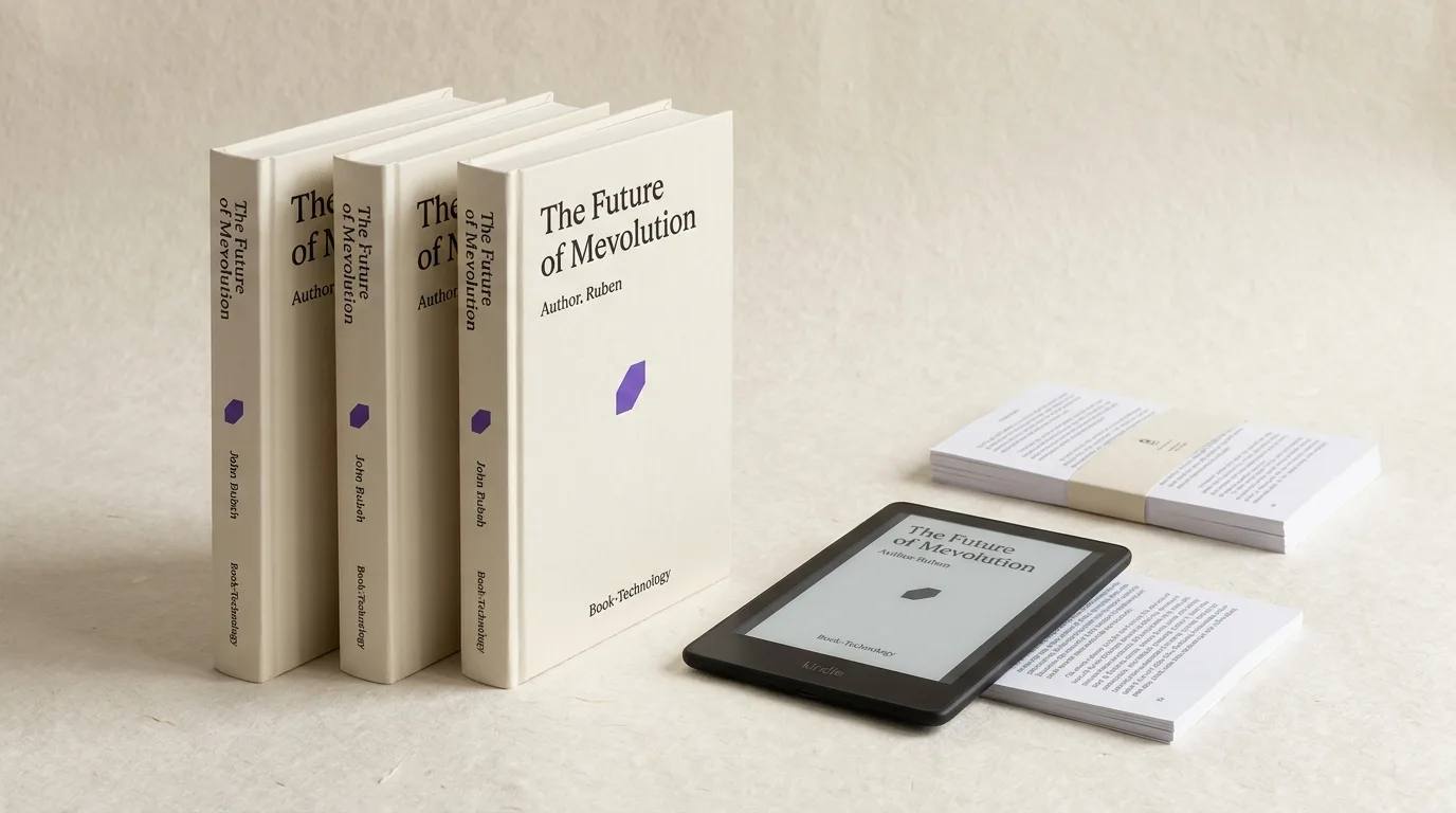 Three finished books beside an e-reader and a stack of printed pages