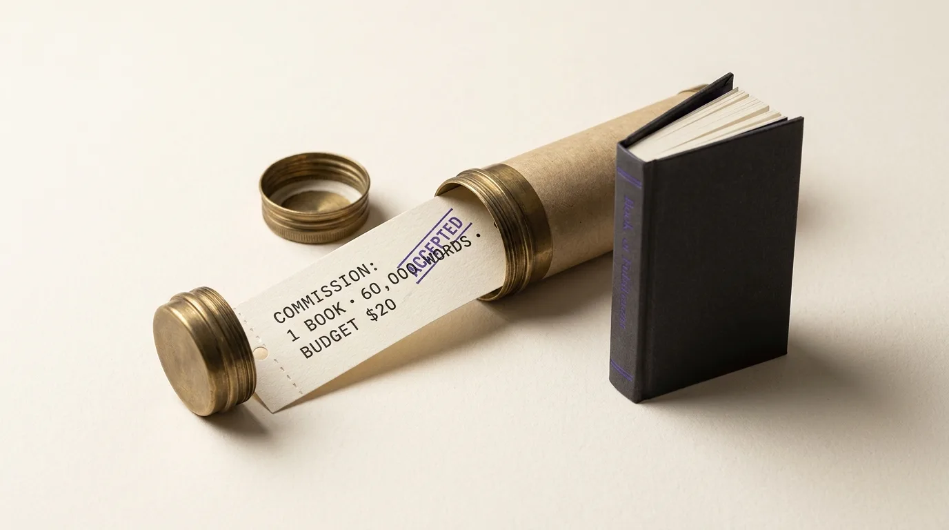 A pneumatic capsule delivering a book commission slip